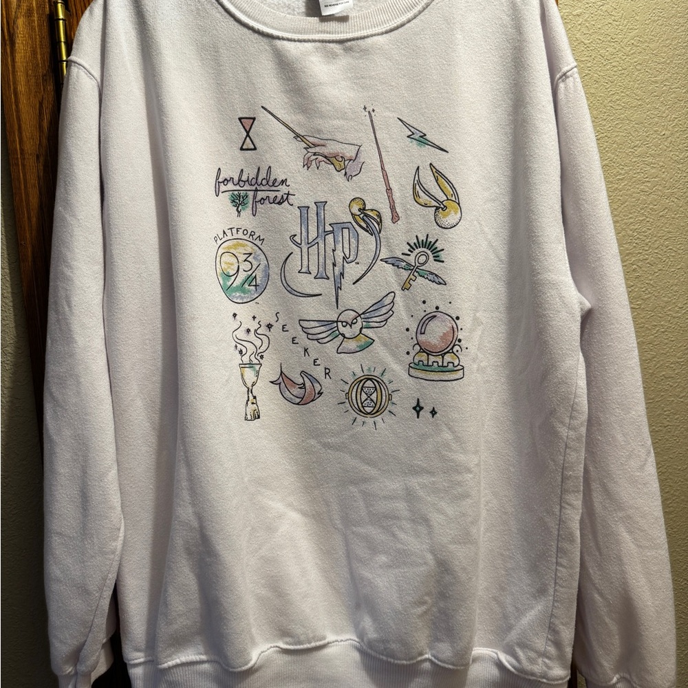 Harry Potter White Graphic Crewneck Sweater